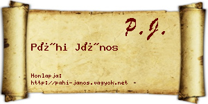Páhi János névjegykártya